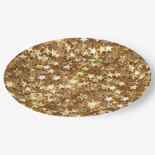 Gold Glam Sparkle Stars Papieren Bordje (Gekanteld)
