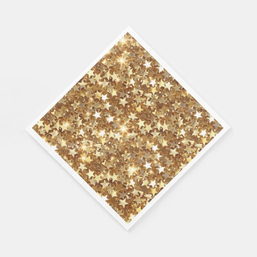Gold Glam Sparkle Stars Servet (Hoek)