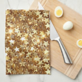 Gold Glam Sparkle Stars Theedoek (Quarter Fold)