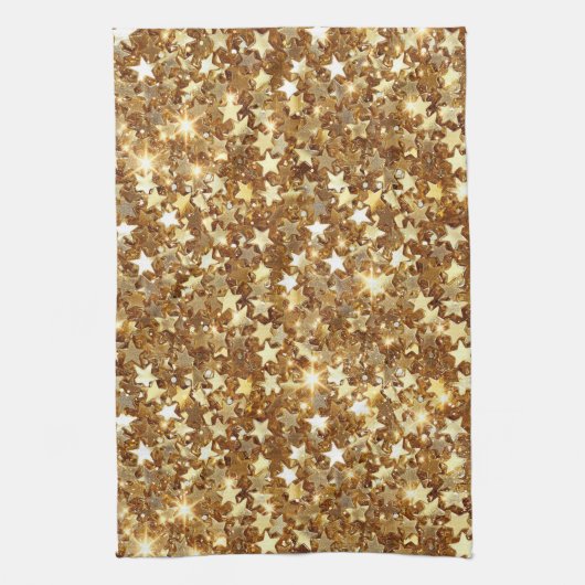 Gold Glam Sparkle Stars Theedoek (Verticaal)