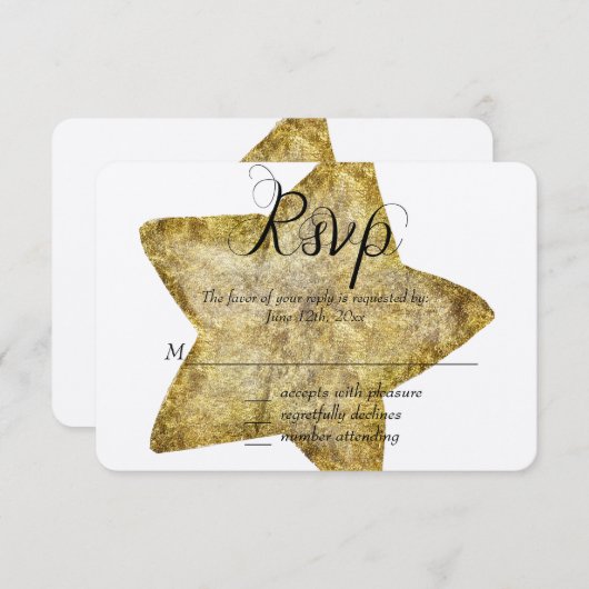 Gold Glam Star RSVP (Voorkant / Achterkant)