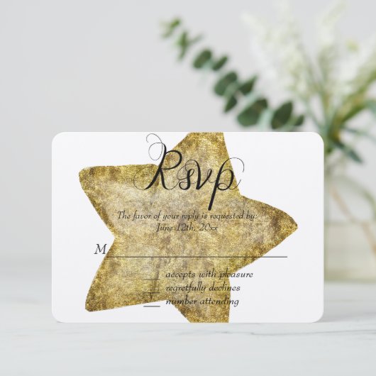 Gold Glam Star RSVP (Staand voorkant)