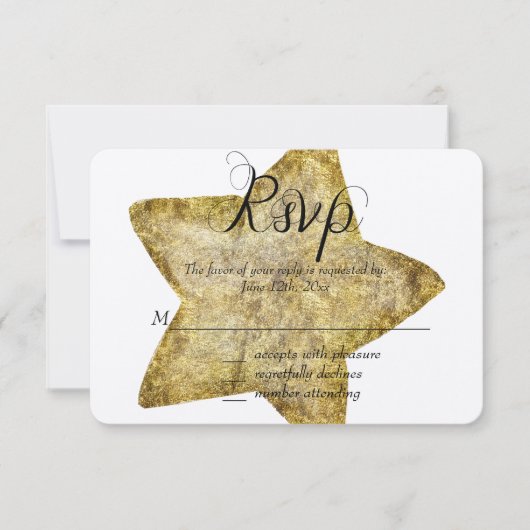 Gold Glam Star RSVP Kaartje (Voorkant)