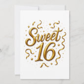 Gold Glam Sweet 16 Birthday Party Kaart (Achterkant)