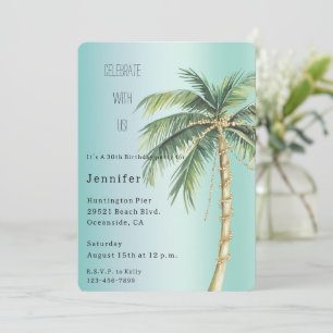 Gold Glam Tropical Palm Tree Verjaardag Kaart