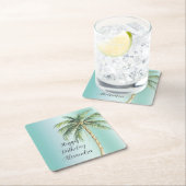 Gold Glam Tropical Palm Tree Verjaardag Kartonnen Onderzetters (Insitu)