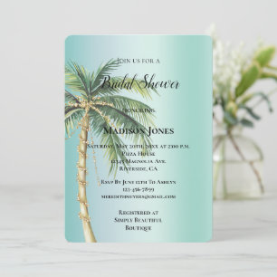 Gold Glam Tropical Palm Tree Vrijgezellenfeest Kaart