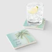 Gold Glam tropische palmboom Stenen Onderzetter (Zijkant)