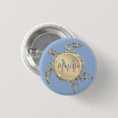 Gold Glam Turtle Monogram Button (Voorkant /achterkant)