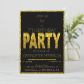 Gold Glam | Uitnodiging van de partij Birthday (Staand voorkant)