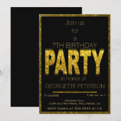 Gold Glam | Uitnodiging van de partij Birthday (Voorkant / Achterkant)