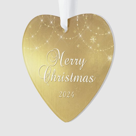 Gold Glam Vrolijk Kerstpaar Foto Ornament (voorkant)