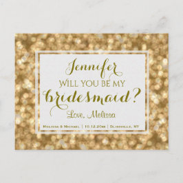 Gold Glam | Wil je mijn bruidsmeisje zijn? Uitnodiging Briefkaart