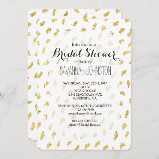 Gold Glam Wit Abstract Vrijgezellenfeest Kaart (Voorkant / Achterkant)