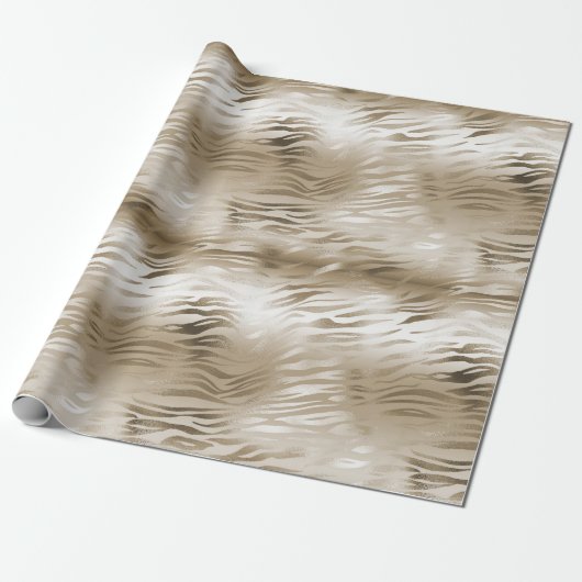 Gold Glam Zebra Animal Print Cadeaupapier (Uitgerold)