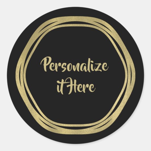 Gold Glam & zwarte ringen (elke kleur) Moderne Gla Ronde Sticker (Voorkant)
