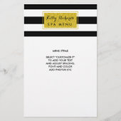 Gold Glamor Black White Stripes Salon Menu (Voorkant)