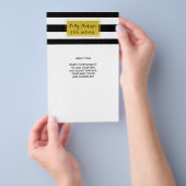 Gold Glamor Black White Stripes Salon Menu (Hand)