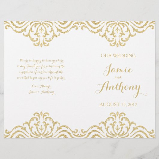 Gold  Glamor Elegance Wedding Program (Voorkant)