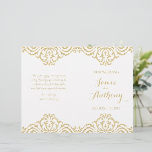 Gold Glamor Elegance Wedding Program (Staand voorkant)