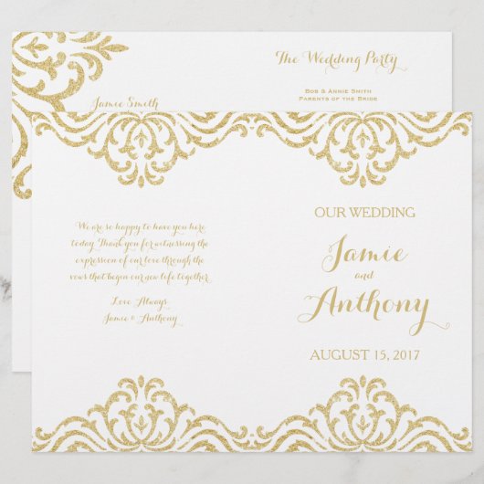 Gold Glamor Elegance Wedding Program (Voorkant / Achterkant)