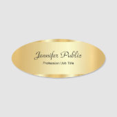 Gold Glamor Elegant Script Persoonlijke Sjabloon Naamplaatje (Voorkant)