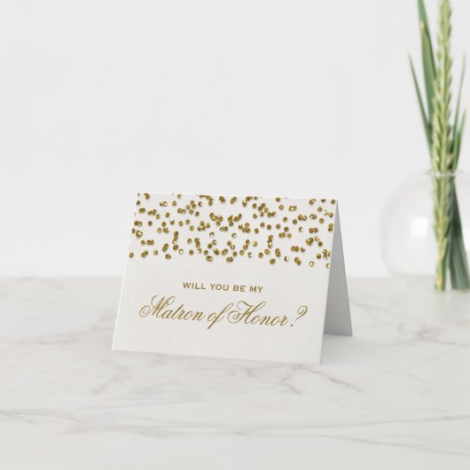 Gold Glamor Glitter Confetti Be Matron of Honor (Voorkant)