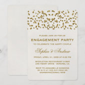 Gold Glamor Glitter Confetti Engagement Party Kaart (Voorkant / Achterkant)