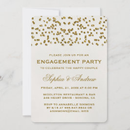 Gold Glamor Glitter Confetti Engagement Party Kaart