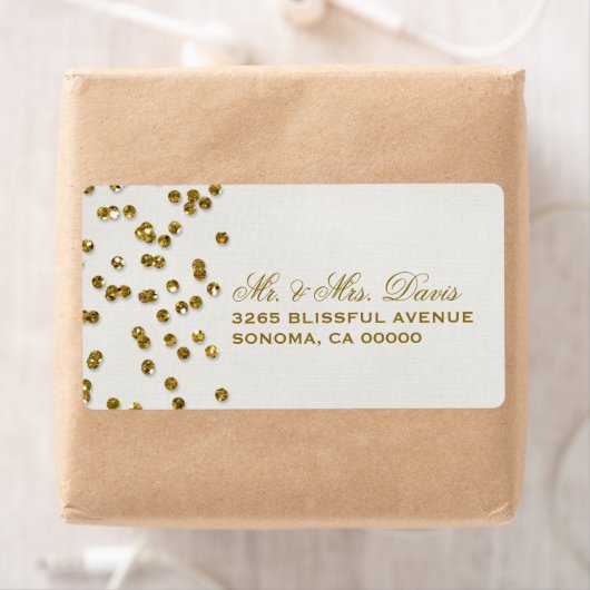Gold Glamor Glitter Confetti Labels (Insitu)