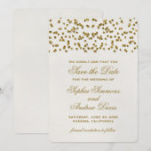 Gold Glamor Glitter Confetti Save the Date (Voorkant / Achterkant)