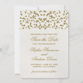 Gold Glamor Glitter Confetti Save the Date (Voorkant)