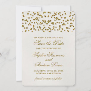 Gold Glamor Glitter Confetti Save the Date