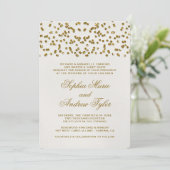 Gold Glamor Glitter Confetti Wedding Kaart (Staand voorkant)