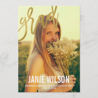 Gold Glamor Modern Script Afstuderen kondiging Aankondiging