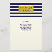Gold Glamor Navy Blue Ivory Stripes Salon Menu (Voorkant)