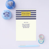 Gold Glamor Navy Blue Ivory Stripes Salon Menu (Enkel)