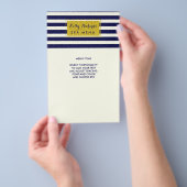 Gold Glamor Navy Blue Ivory Stripes Salon Menu (Hand)
