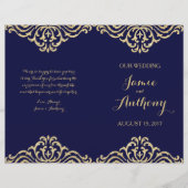 Gold  Glamor Navy Fold Wedding Program (Voorkant)