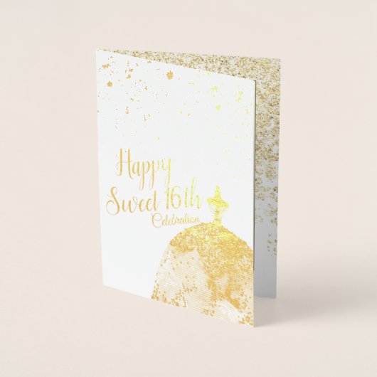 Gold Glamor Spark Drip Sweet 16 Uitnodiging Folie (Voorkant)