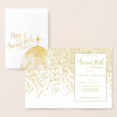 Gold Glamor Spark Drip Sweet 16 Uitnodiging Folie (Display)