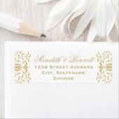 Gold Glamor Wedding Return-adres Etiket (Insitu)