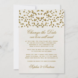 Gold Glamour Glitter Confetti Wijzig de datum Kaart