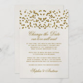 Gold Glamour Glitter Confetti Wijzig de datum Kaart (Voorkant / Achterkant)