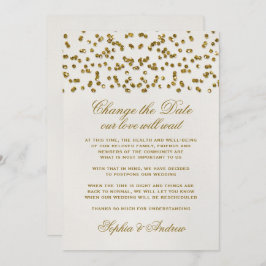Gold Glamour Glitter Confetti Wijzig de datum Kaart