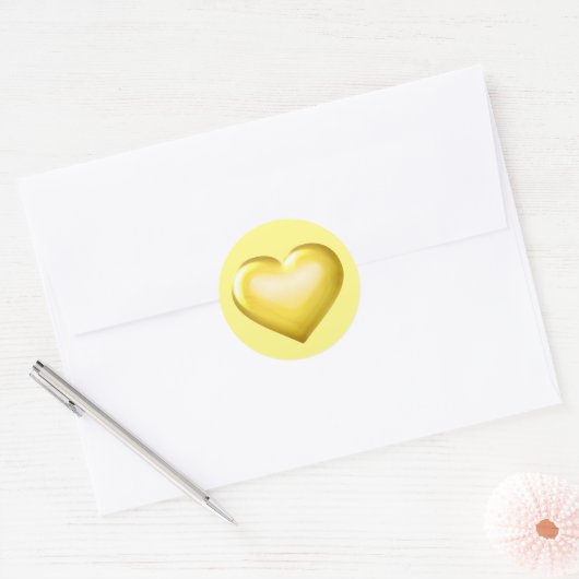 Gold Glass Heart Ronde Sticker (Envelop)
