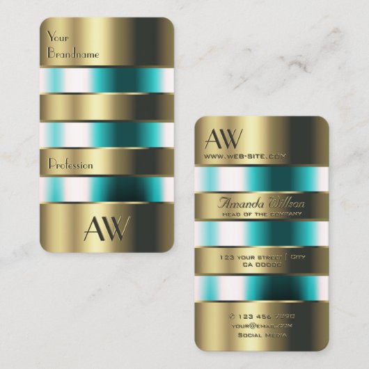 Gold Glass kan Blauwgroen vloeistoffen optisch mak Visitekaartje (Voorkant / Achterkant)