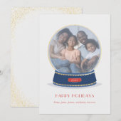 Gold Glimmer Snow Wereldbol Vakantie Kaart (Voorkant / Achterkant)