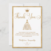 Gold Gliter Princess Baby shower Bedankt Card (Voorkant)