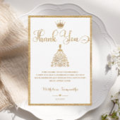 Gold Gliter Princess Baby shower Bedankt Card